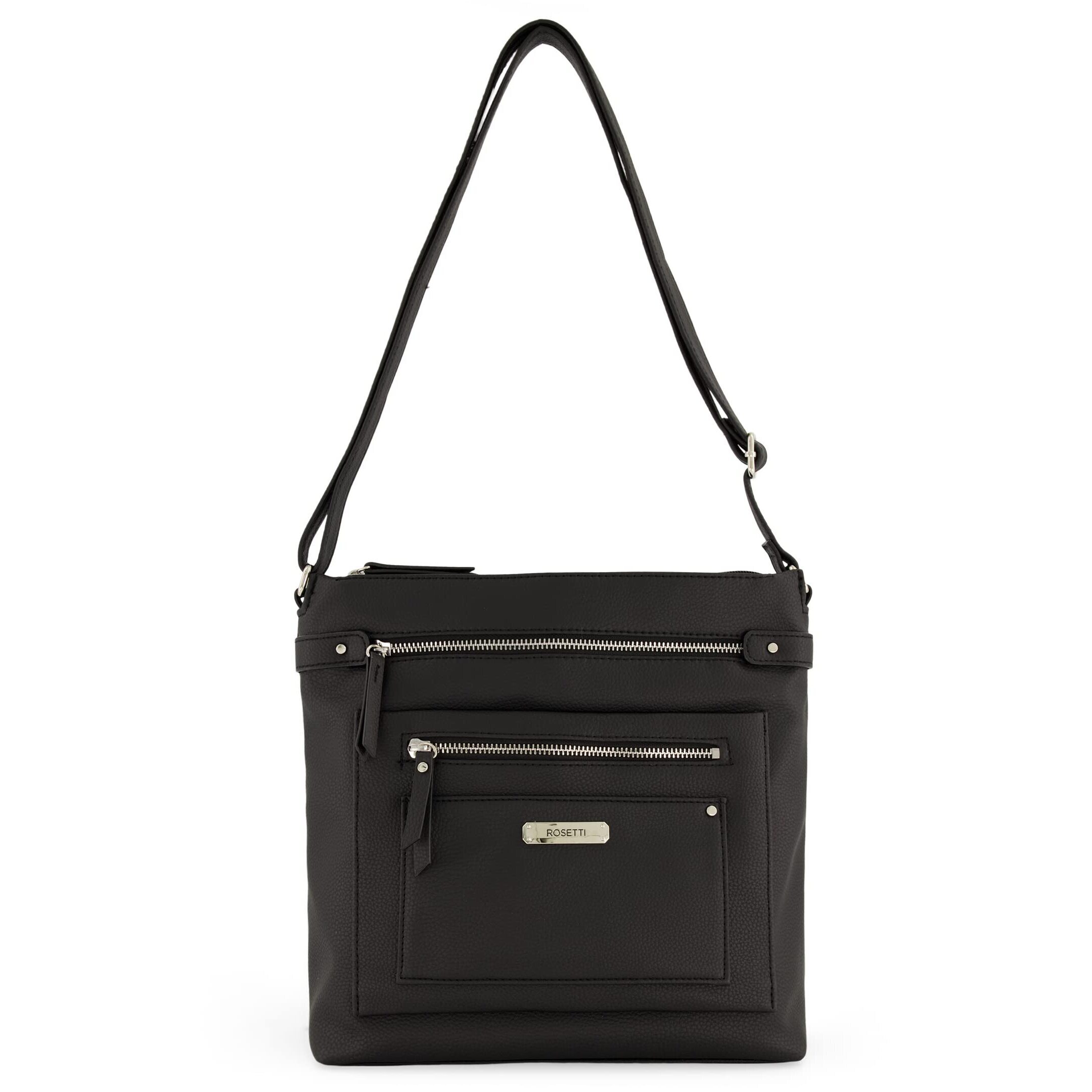 4067 Zuma Large Crossbody Bag Faux Leather Purse Adjustable Strap Black